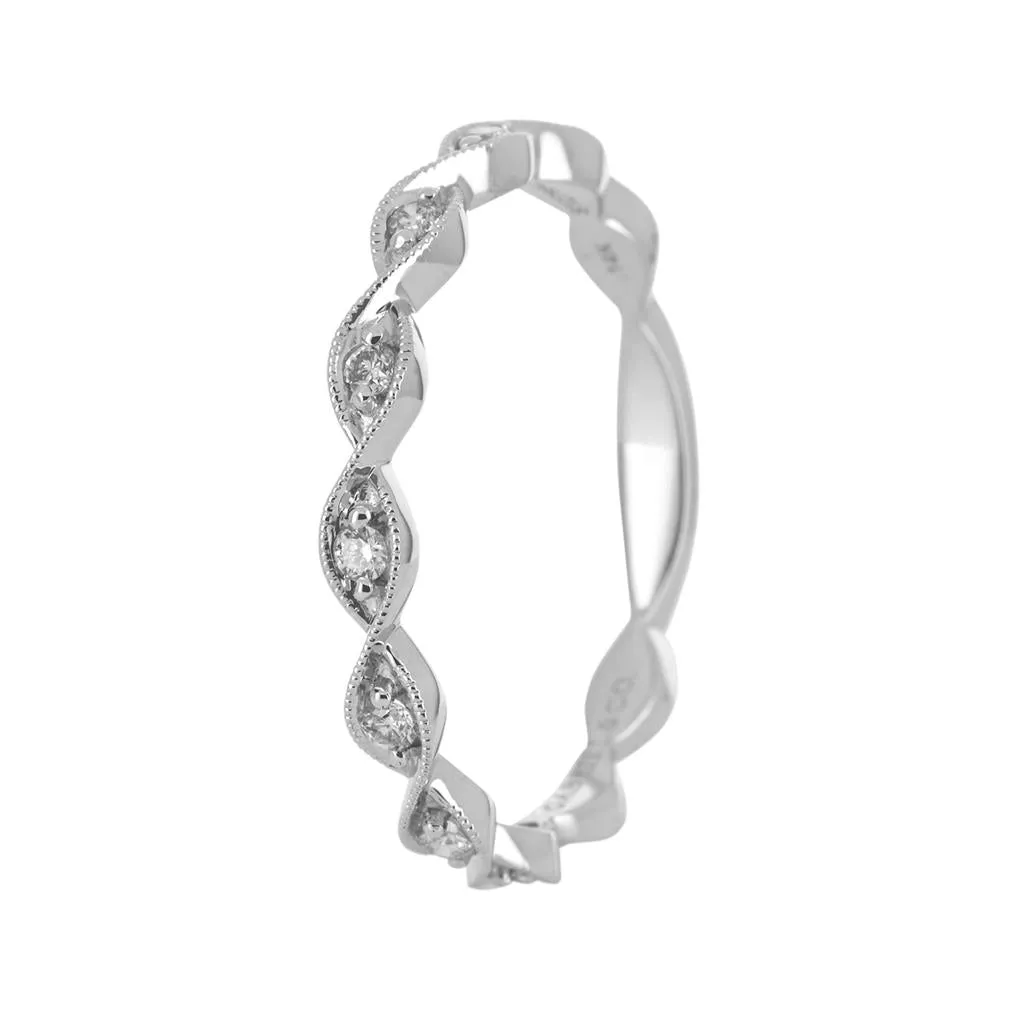 0.15ctw Diamond Band - Twist - White Gold