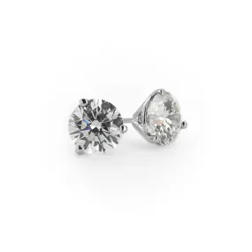 1.11ctw Round Diamond Stud Earrings, 3 Prong - White Gold