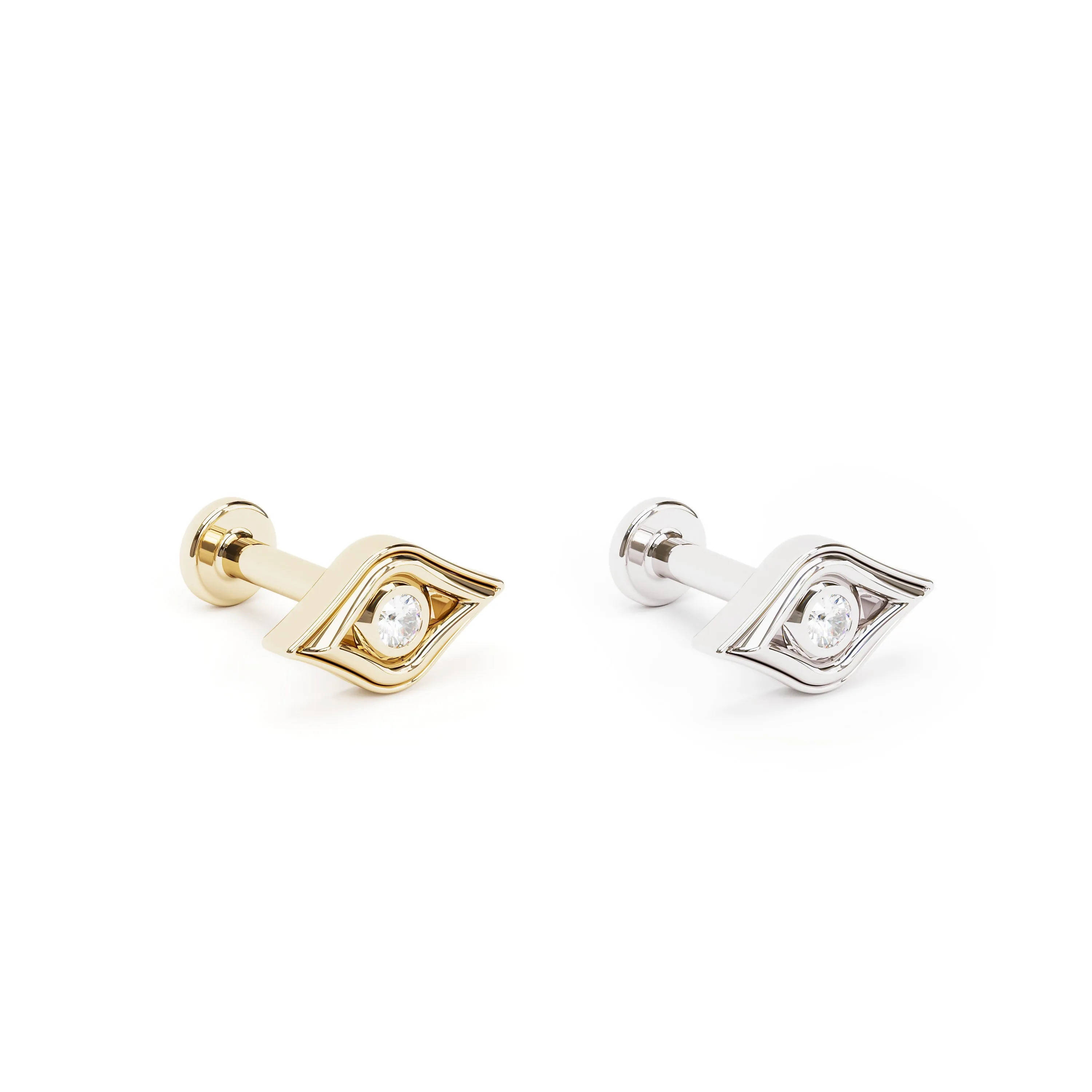 14K Gold Diamond Evil Eye Stud