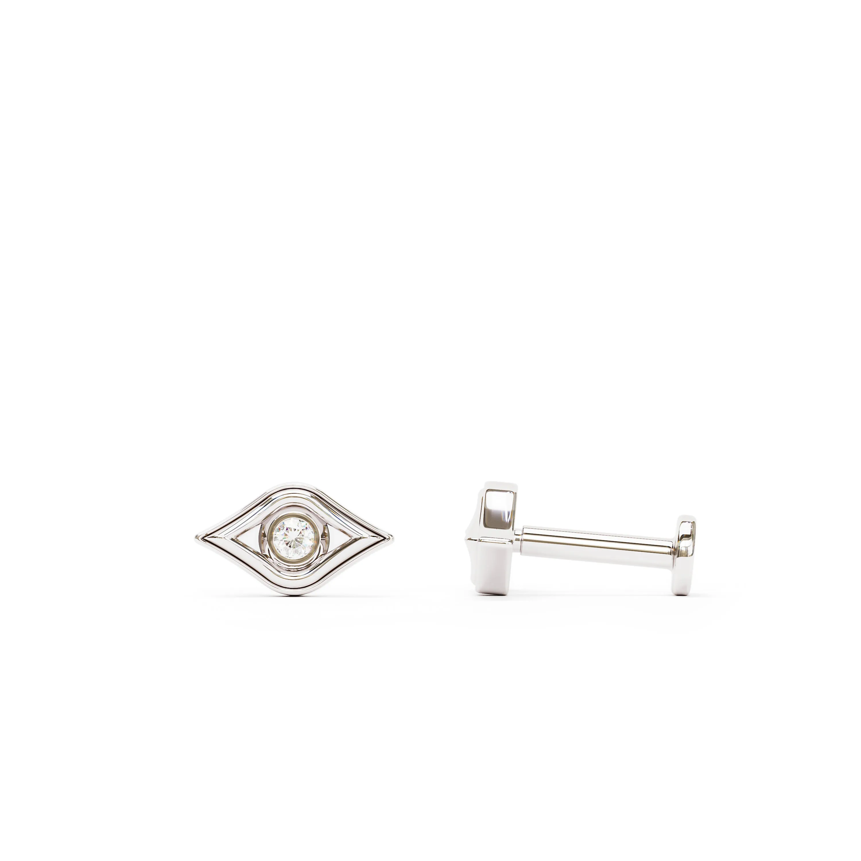 14K Gold Diamond Evil Eye Stud