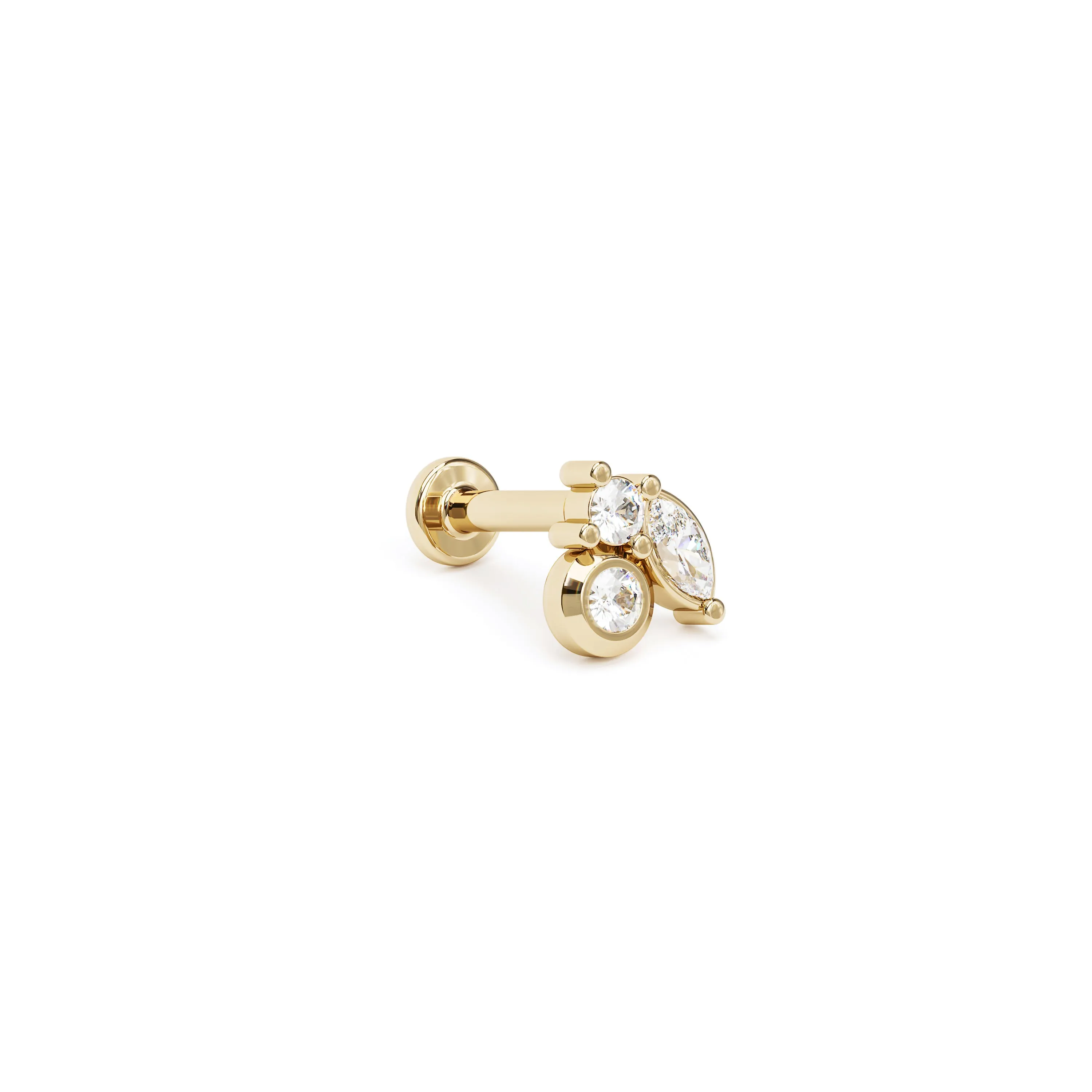 14K Gold Marquise Multi-Shape Diamond Stud