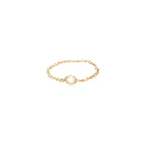 14k Large Single Floating Diamond Chain Ring - SALE