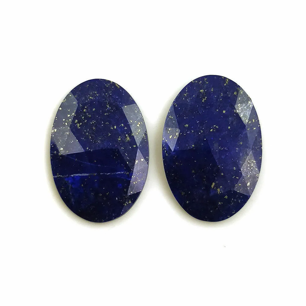 17.00cts Natural Untreated LAPIS LAZULI Gemstone Oval Shape Rose Cut 22*15mm Pair For Earring