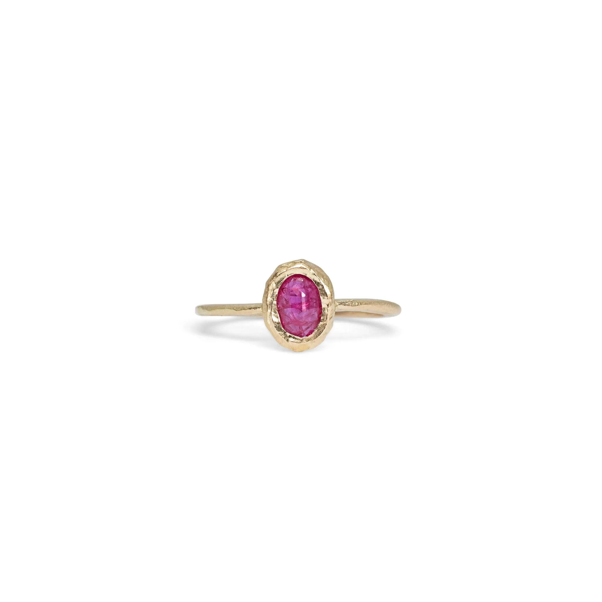 18K Oval Stone Ring in Ruby