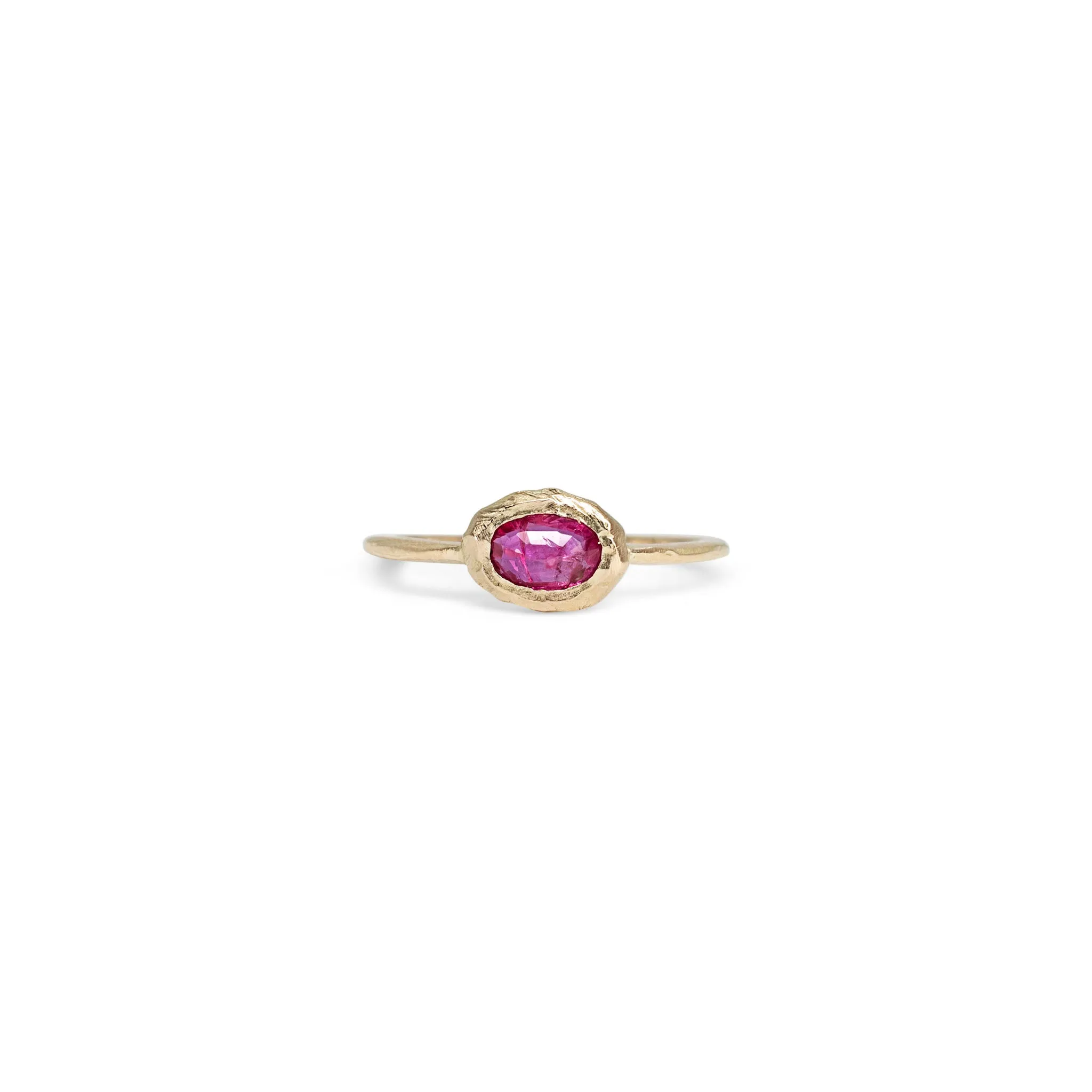 18K Oval Stone Ring in Ruby