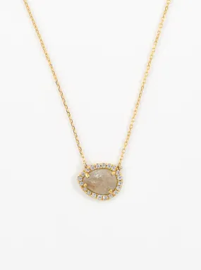 18K Solid Gold Natural Salt And Pepper Diamond Necklace