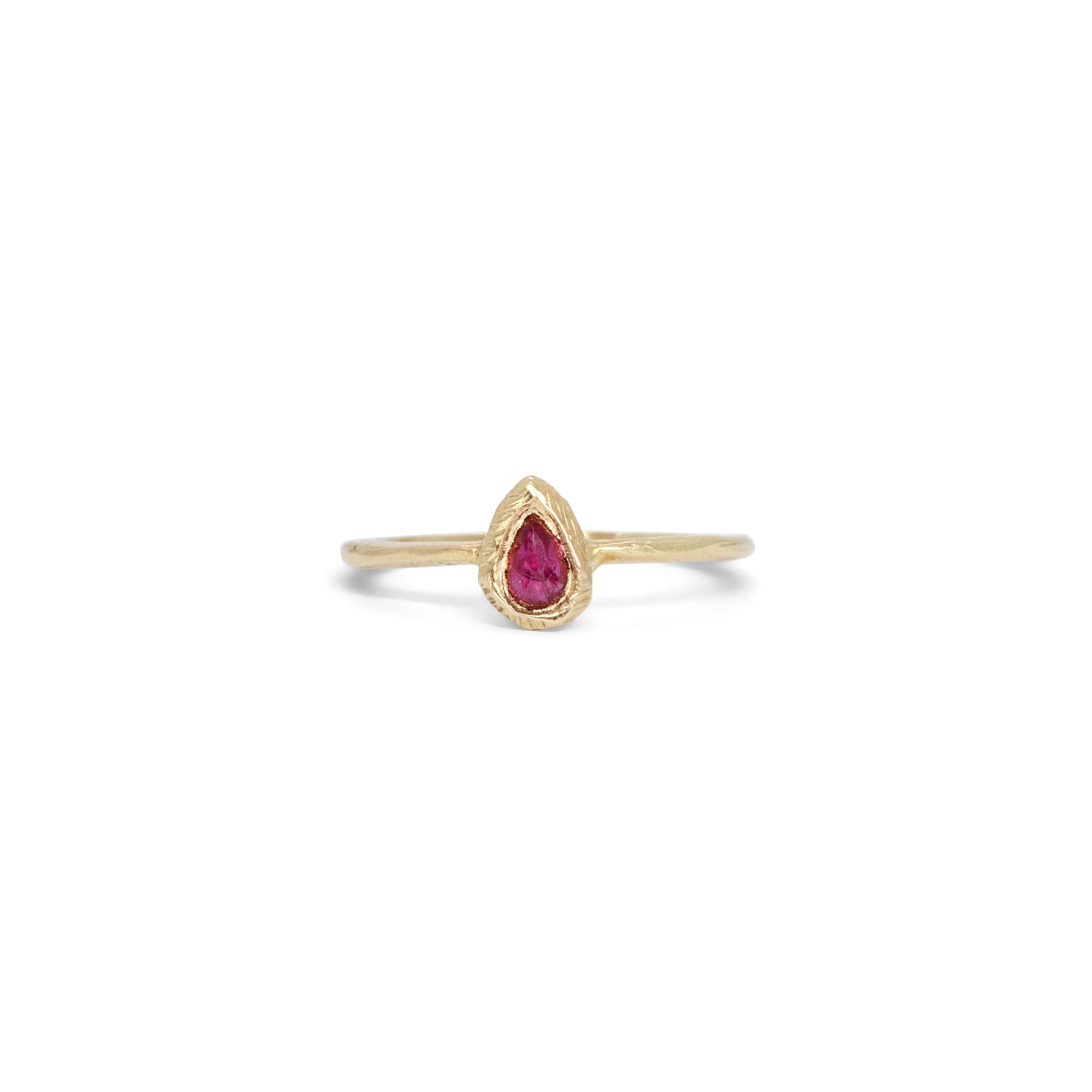 18K Teardrop Ring in Ruby