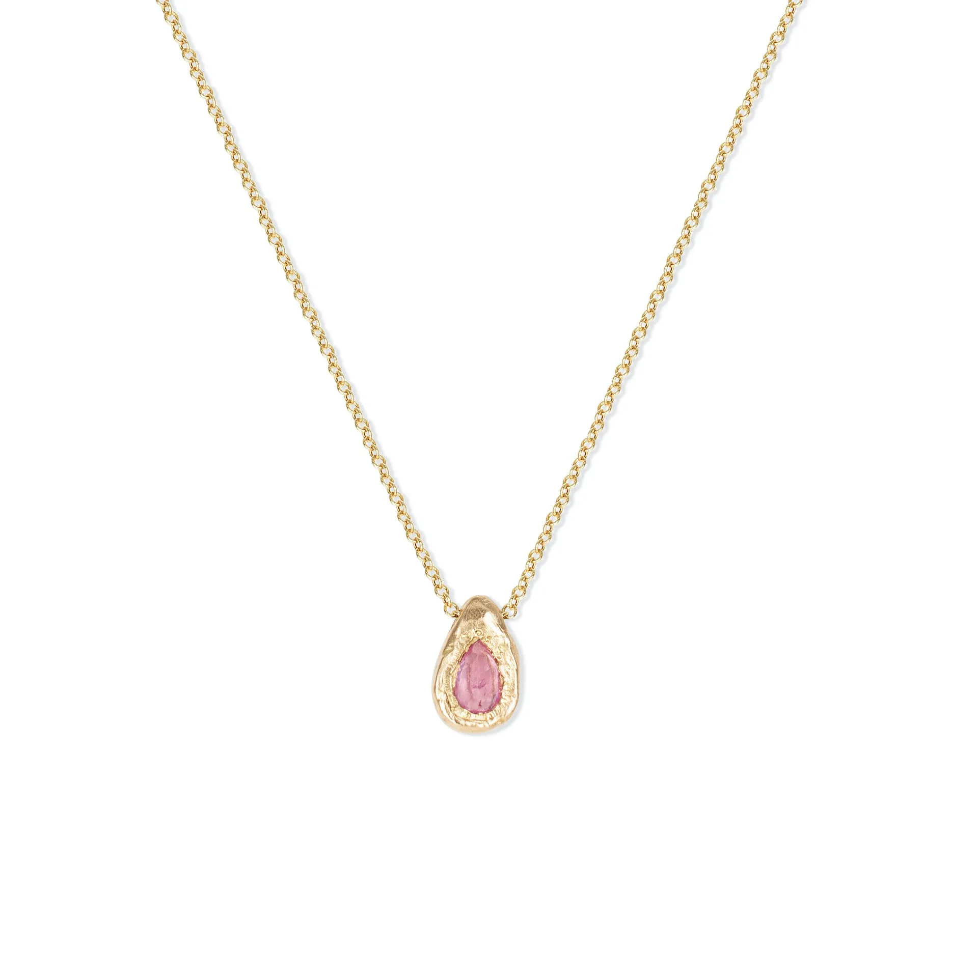 18K Teardrop Slider Necklace in Pink Sapphire