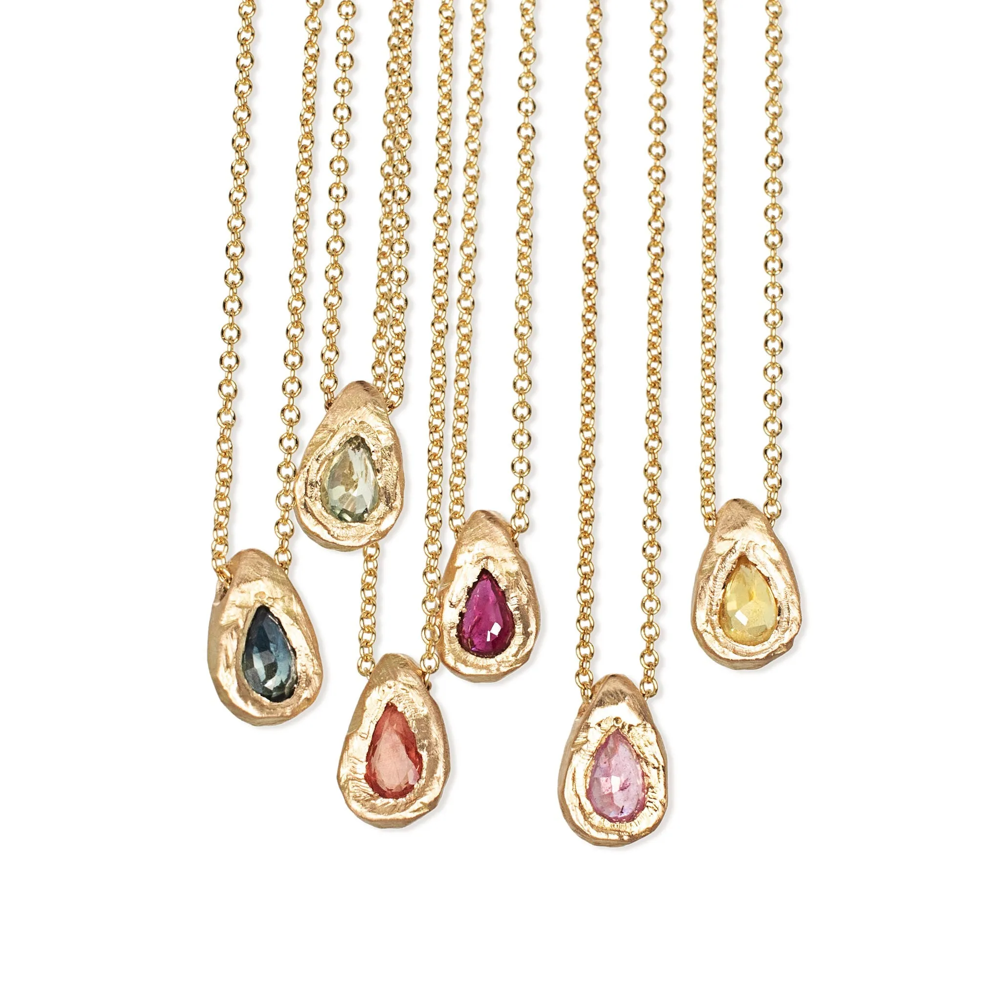 18K Teardrop Slider Necklace in Pink Sapphire