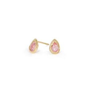 18K Teardrop Studs in Pink Sapphire