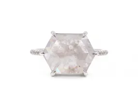 3.68-Carat East West Grey Hexagon Ring