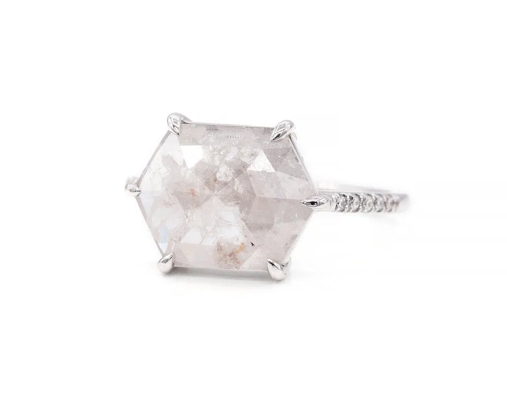 3.68-Carat East West Grey Hexagon Ring