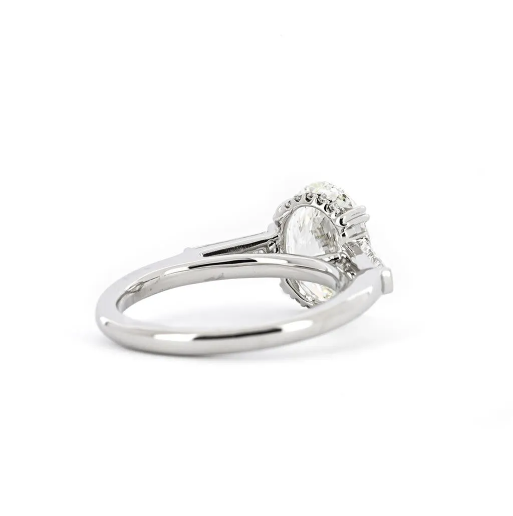 4.26ctw Oval Diamond Engagement Ring - Three-Stone - Platinum