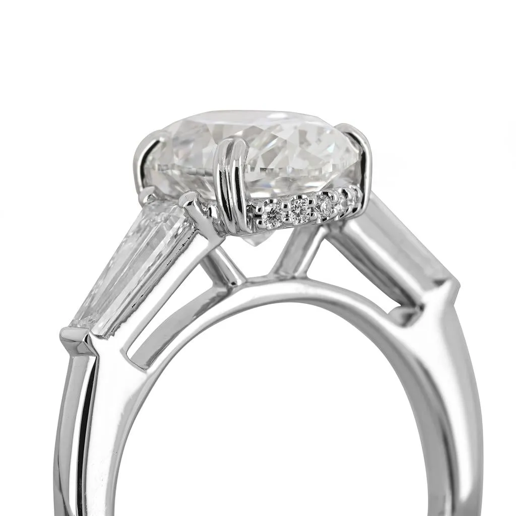 4.26ctw Oval Diamond Engagement Ring - Three-Stone - Platinum