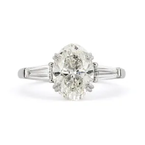 4.26ctw Oval Diamond Engagement Ring - Three-Stone - Platinum