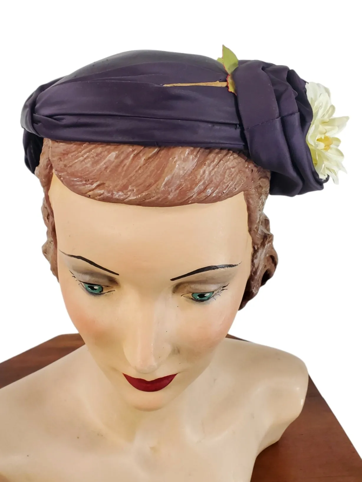 50s Navy Blue or Black Satin Cocktail Hat