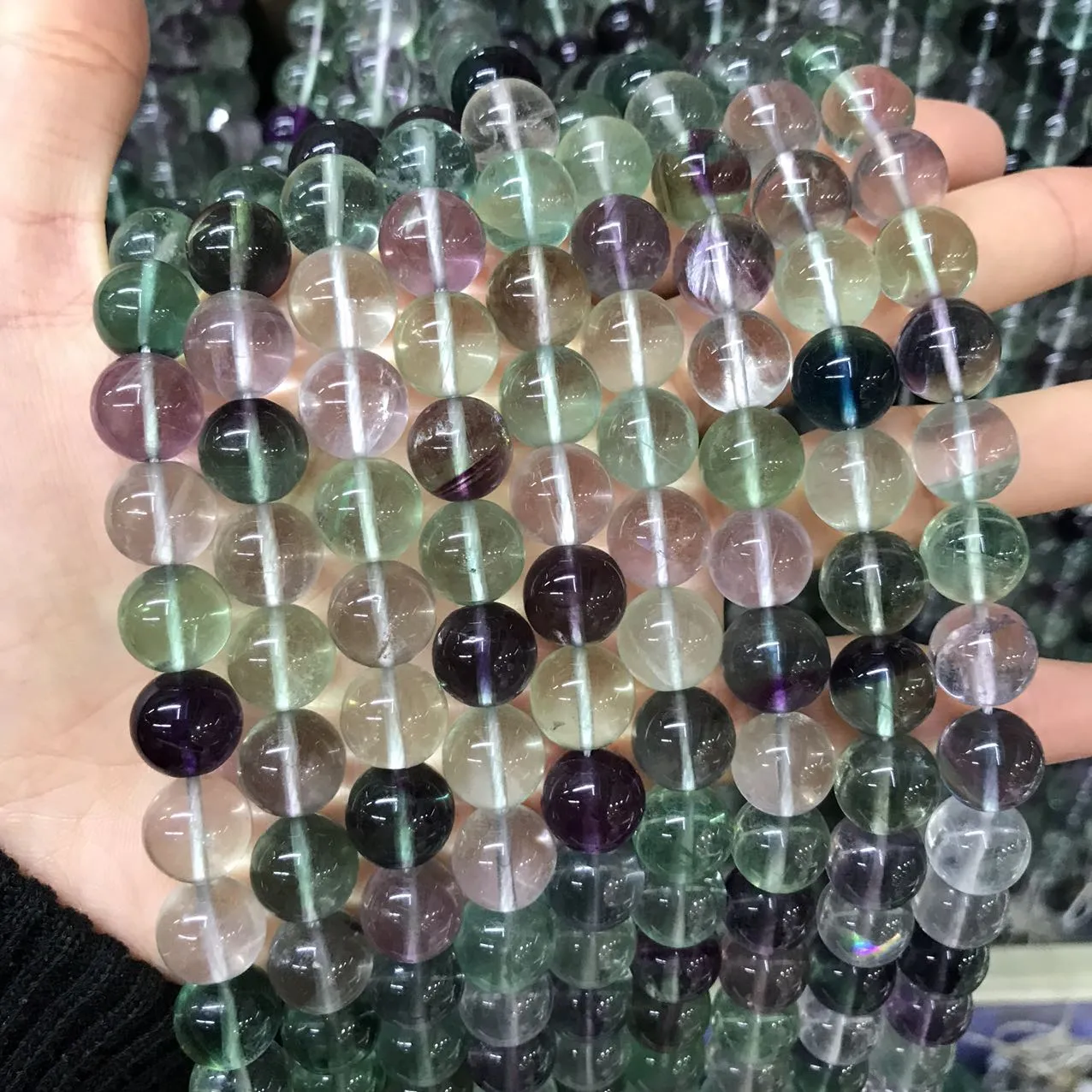 6-12mm High-quality Assorted Fluorite Round Bead Strands for DIY Jewelry Project