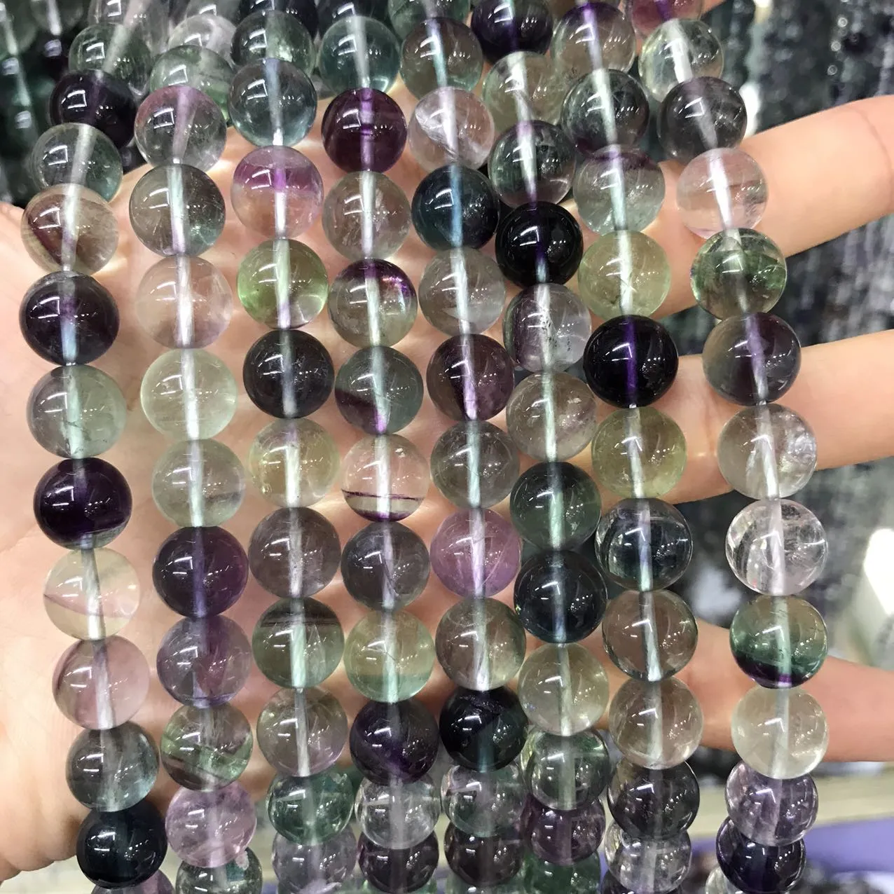 6-12mm High-quality Assorted Fluorite Round Bead Strands for DIY Jewelry Project