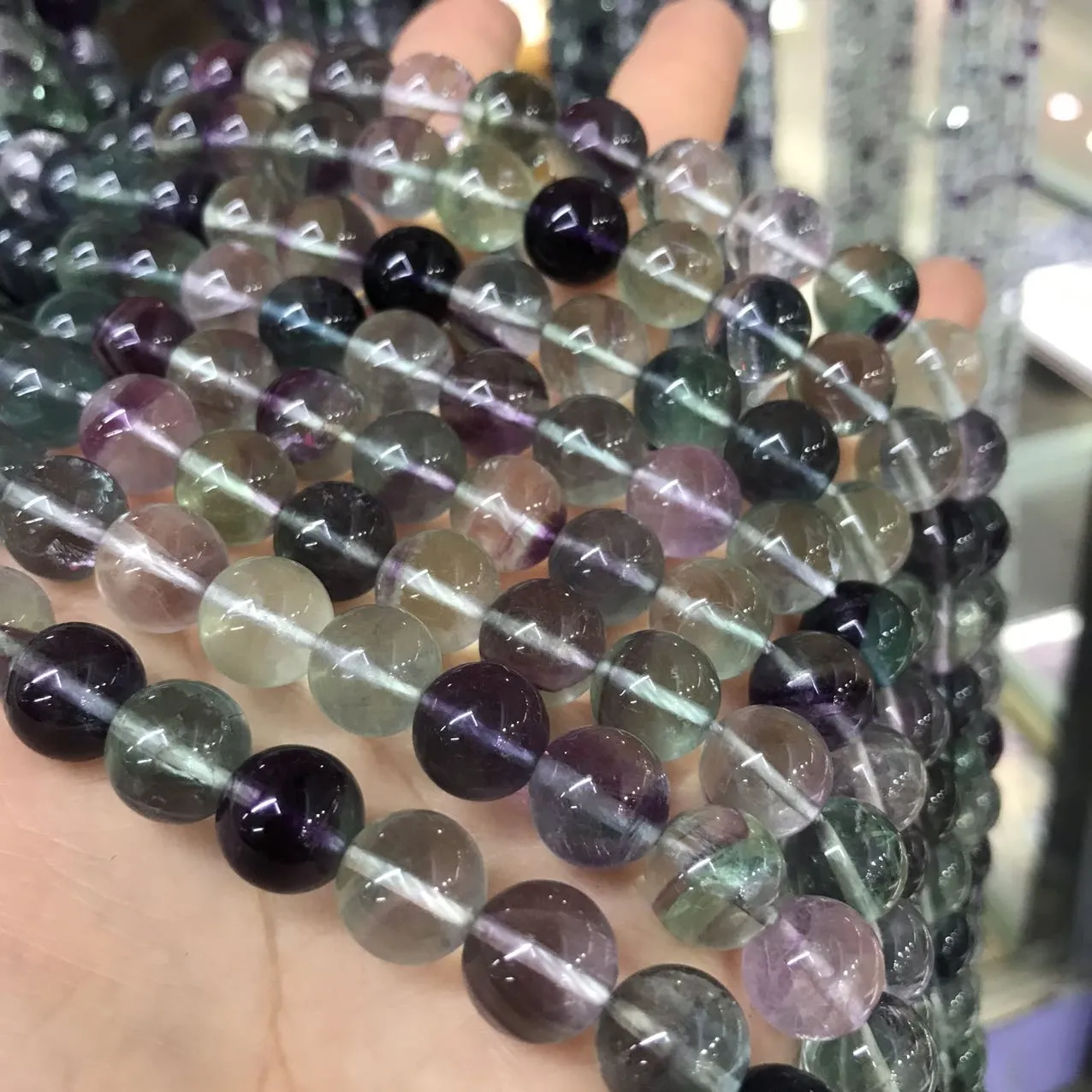 6-12mm High-quality Assorted Fluorite Round Bead Strands for DIY Jewelry Project