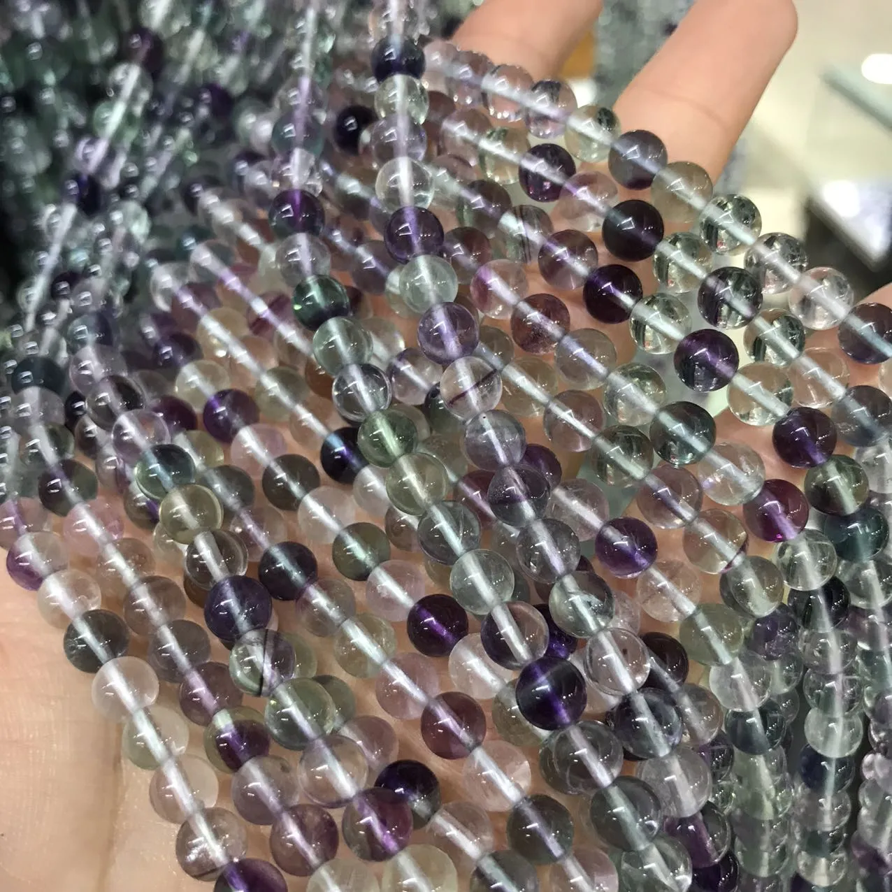 6-12mm High-quality Assorted Fluorite Round Bead Strands for DIY Jewelry Project