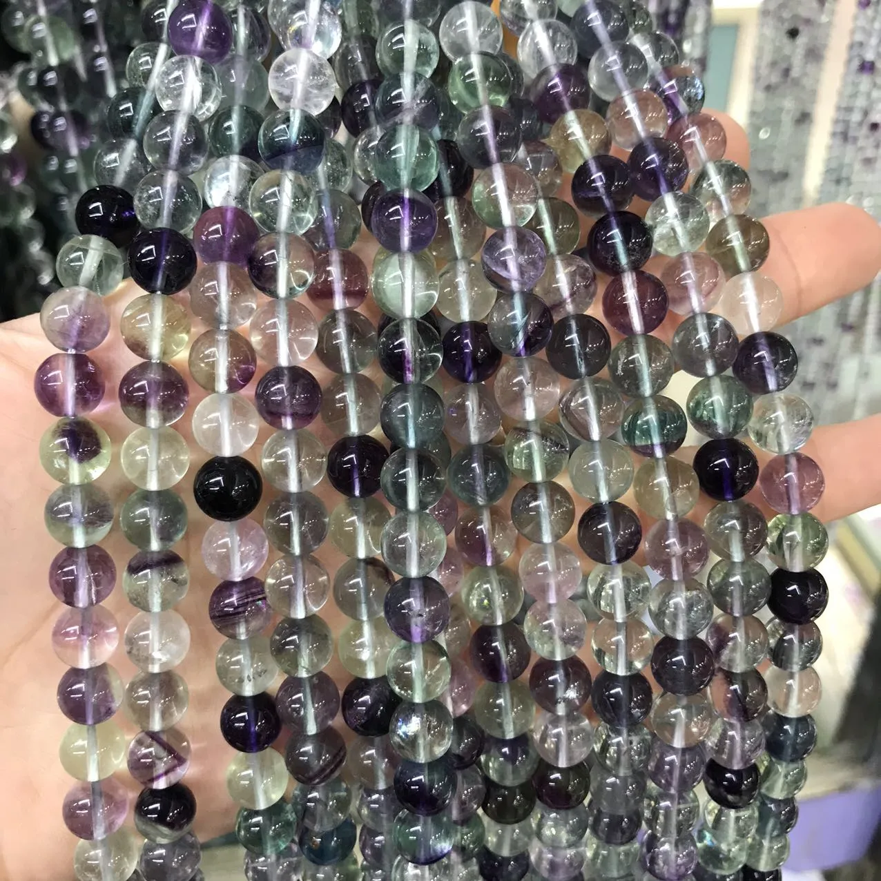 6-12mm High-quality Assorted Fluorite Round Bead Strands for DIY Jewelry Project