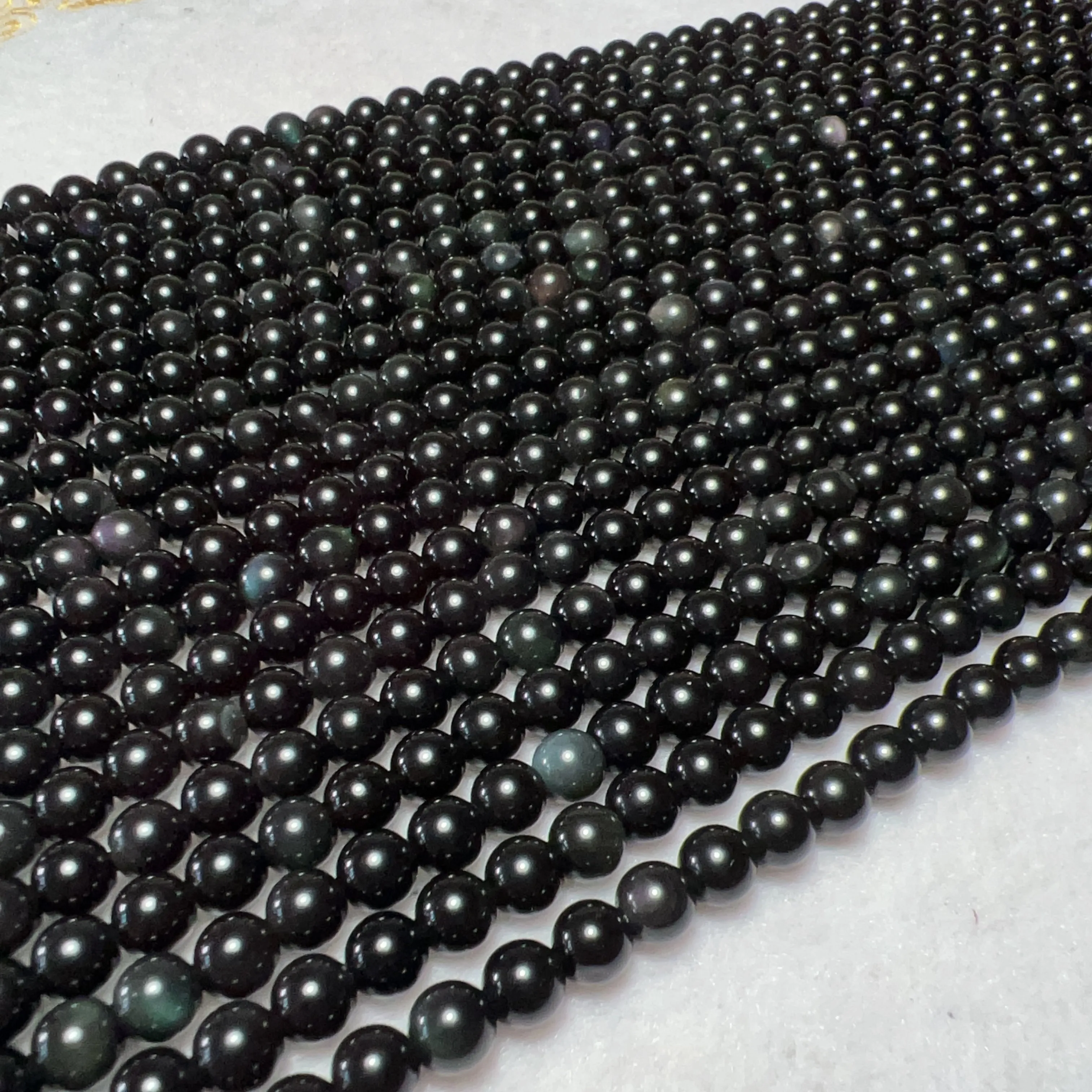 6mm Natural Rainbow Sheen Obsidian Round Bead Strands DIY Jewelry Project