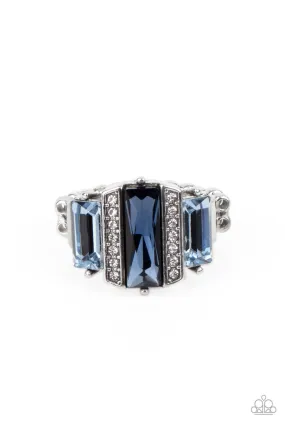 A GLITZY Verdict Blue Rhinestone Ring - Paparazzi Accessories