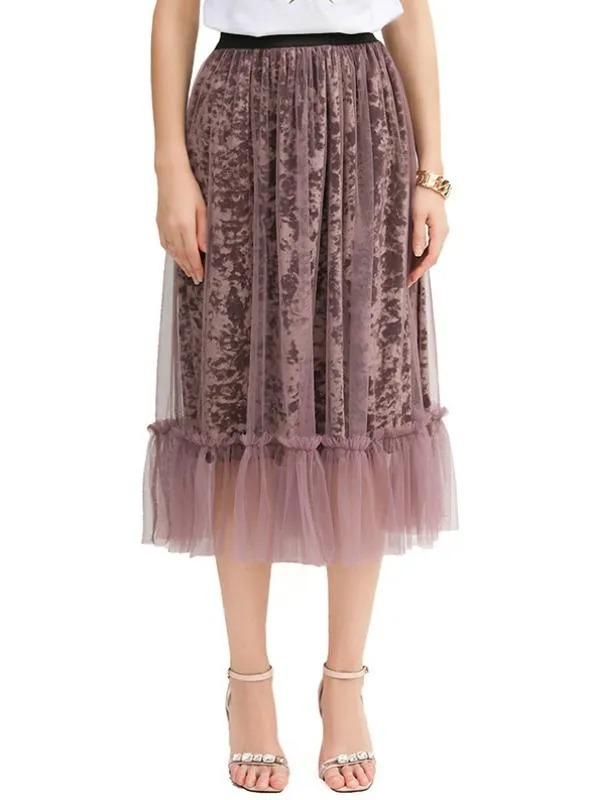 A Line High Waist Gauze Skirt Half-Length Dress