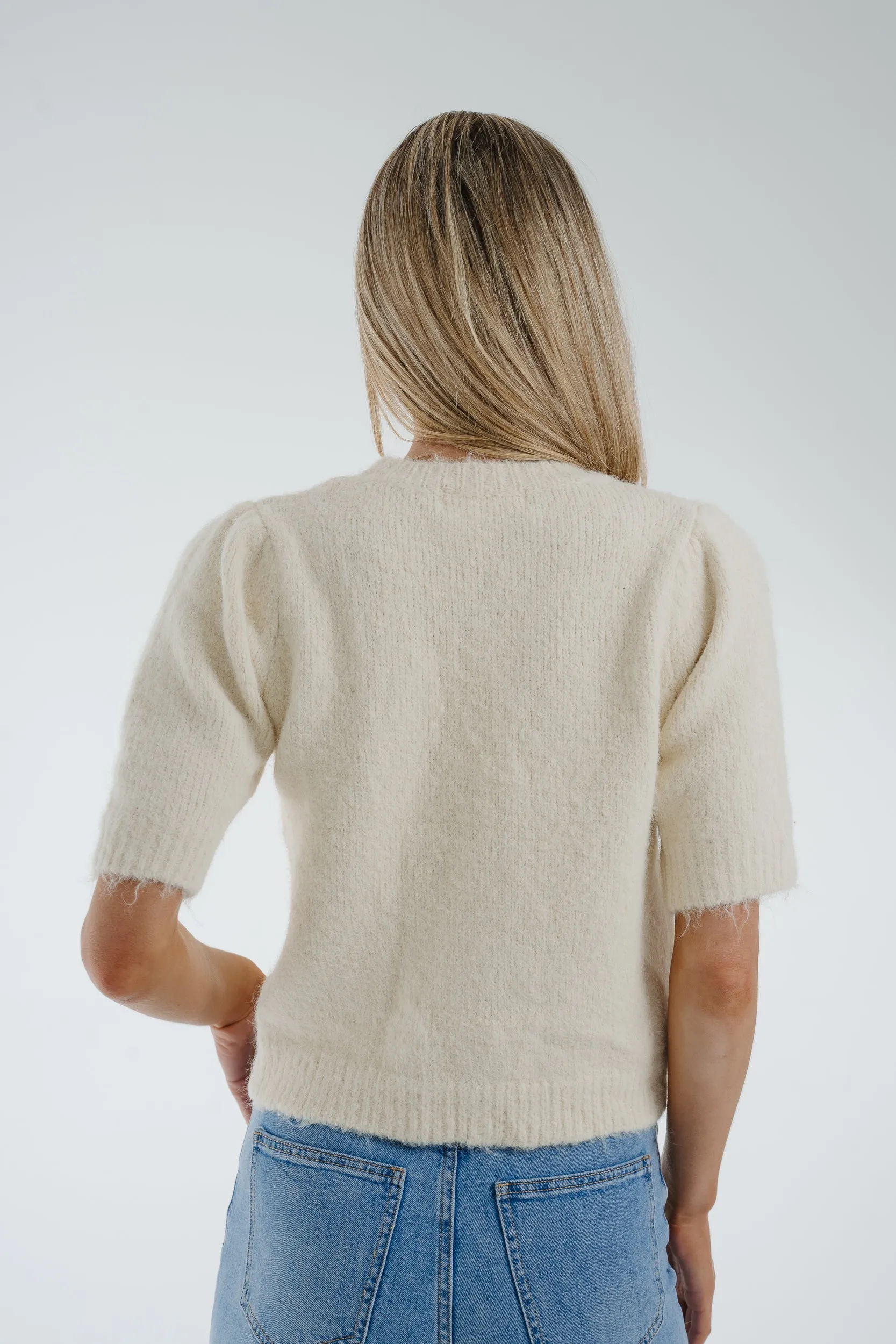 Ally Embroidered Floral Jumper In Cream