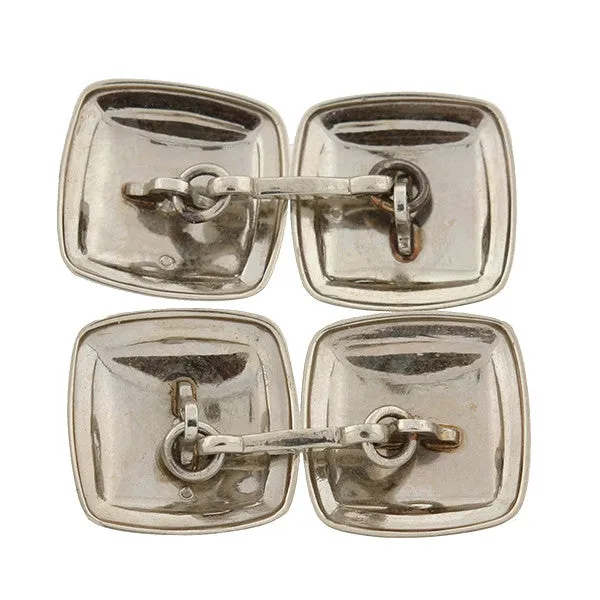 Art Deco 14kt White Gold & Diamond Cufflinks