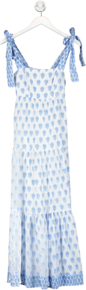 ASPIGA Blue Tabitha Organic Cotton Maxi Dress UK XXS