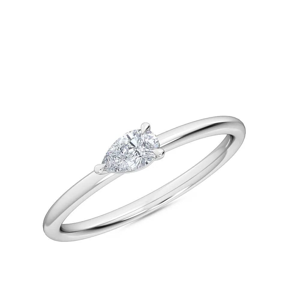 AUTRE - 14K White Gold 0.25ct Lab Grown Pear Shape Diamond Solitaire Ring