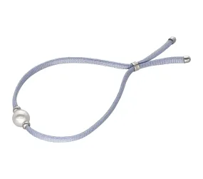 Baby Blue Elastic Bracelet for Women with Organic Pearl, 8mm Round White Pearl, Adjustable 7.8 Length, Sifnos Collection