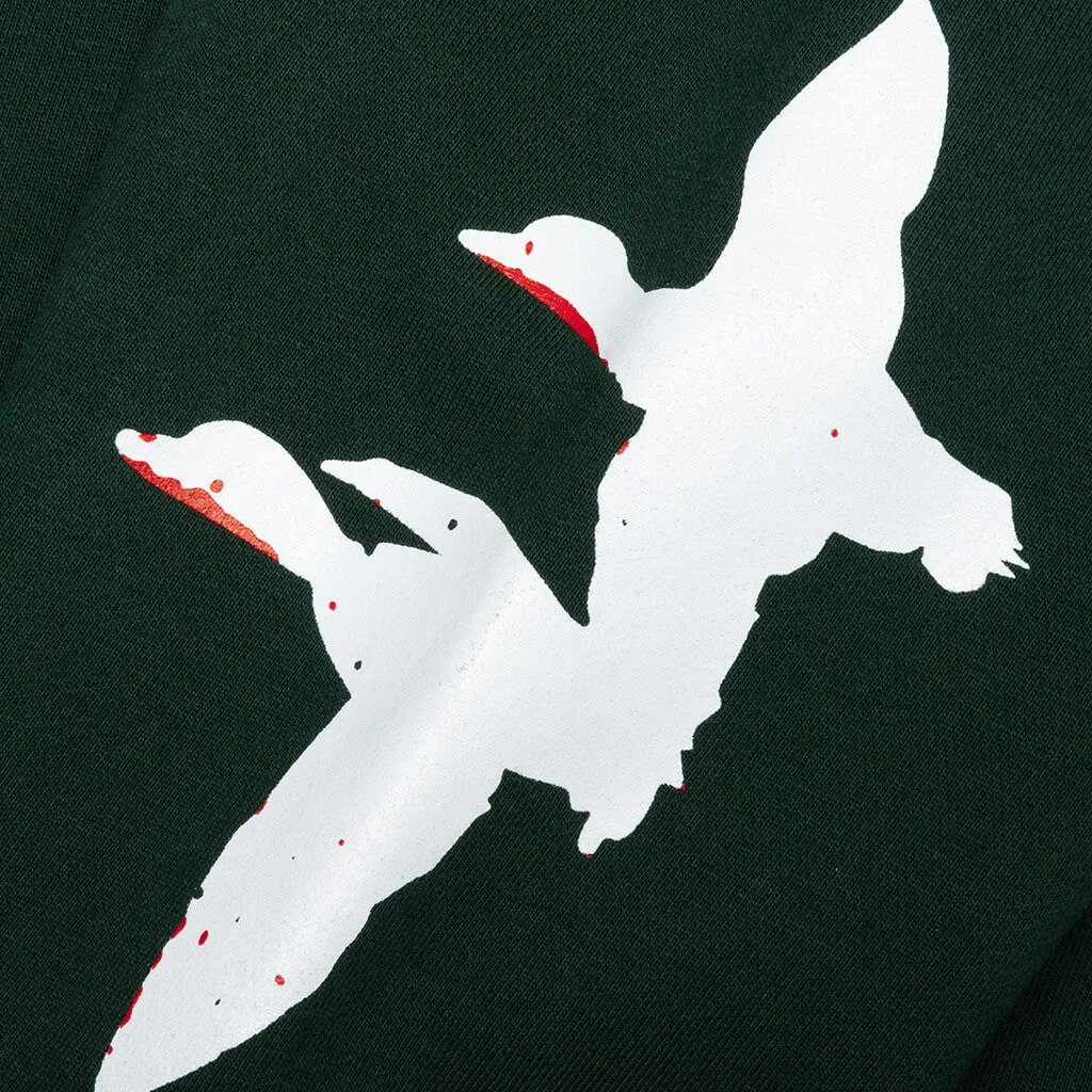 Birds Hooded Sweatshirt - Forest Green