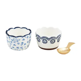 Blue Floral Tidbit Dishes