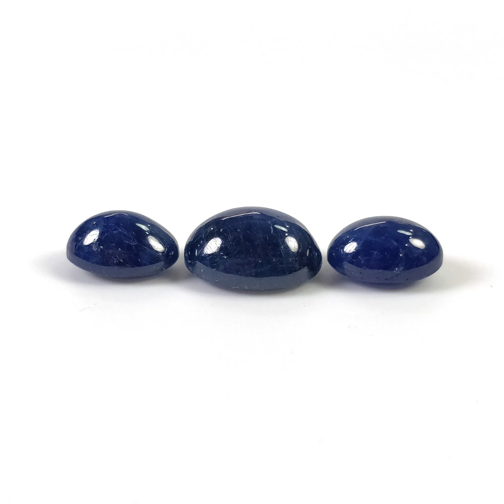 BLUE SAPPHIRE Gemstone Cabochon :31.55cts Natural Untreated Unheated Sapphire Oval Shape 12.5*9mm-15.5*12mm 3pc