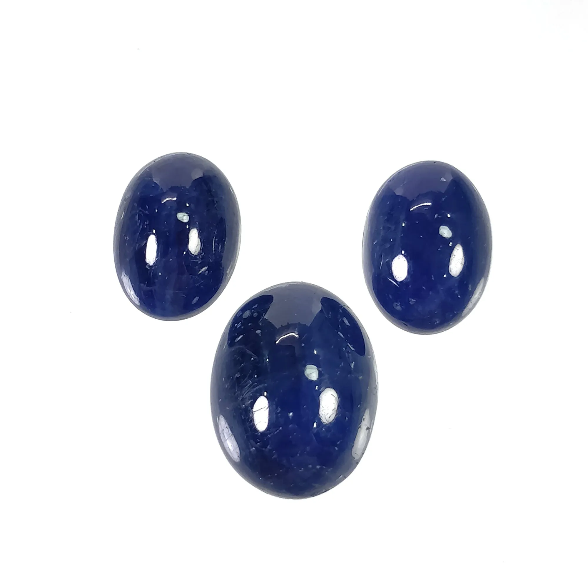 BLUE SAPPHIRE Gemstone Cabochon :31.55cts Natural Untreated Unheated Sapphire Oval Shape 12.5*9mm-15.5*12mm 3pc