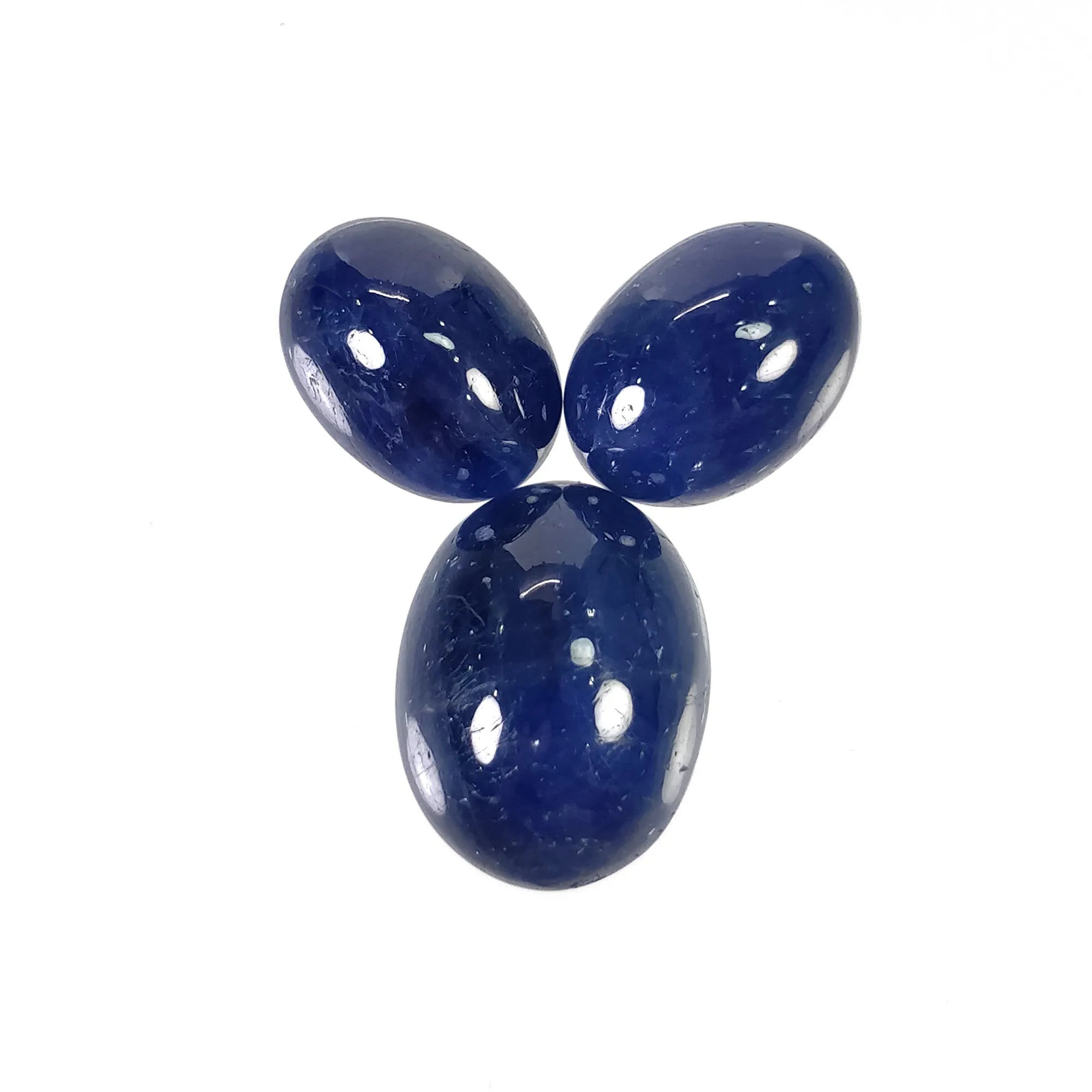 BLUE SAPPHIRE Gemstone Cabochon :31.55cts Natural Untreated Unheated Sapphire Oval Shape 12.5*9mm-15.5*12mm 3pc