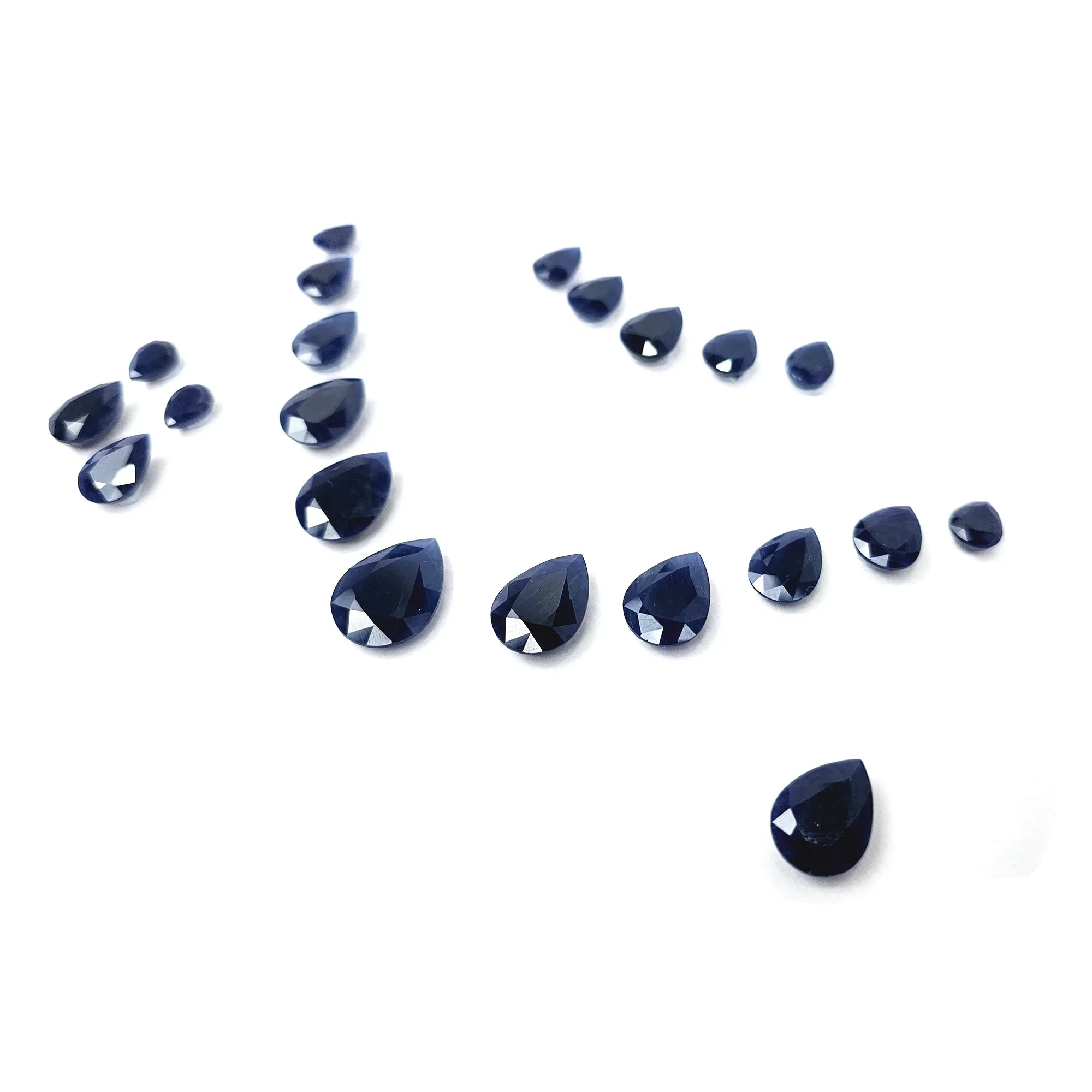 Blue Sapphire Gemstone Normal Cut : 138.87cts Natural Untreated Unheated Sapphire Pear Shape 8*10mm - 15*20mm 21pcs Sets For Jewellery