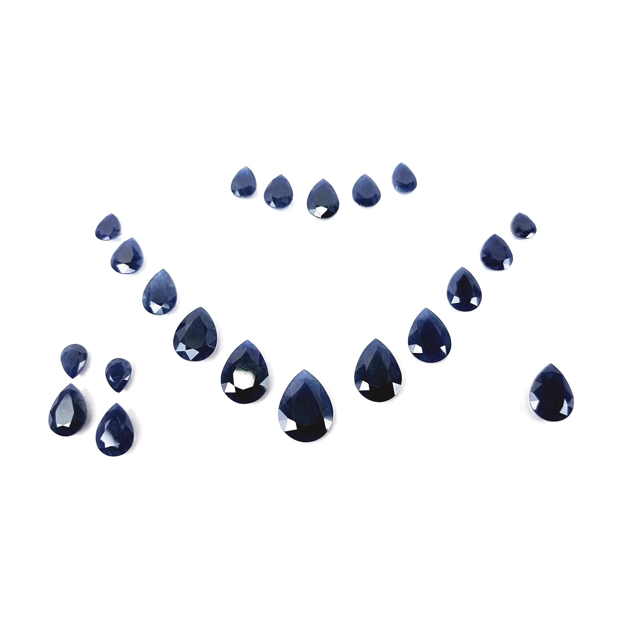 Blue Sapphire Gemstone Normal Cut : 138.87cts Natural Untreated Unheated Sapphire Pear Shape 8*10mm - 15*20mm 21pcs Sets For Jewellery