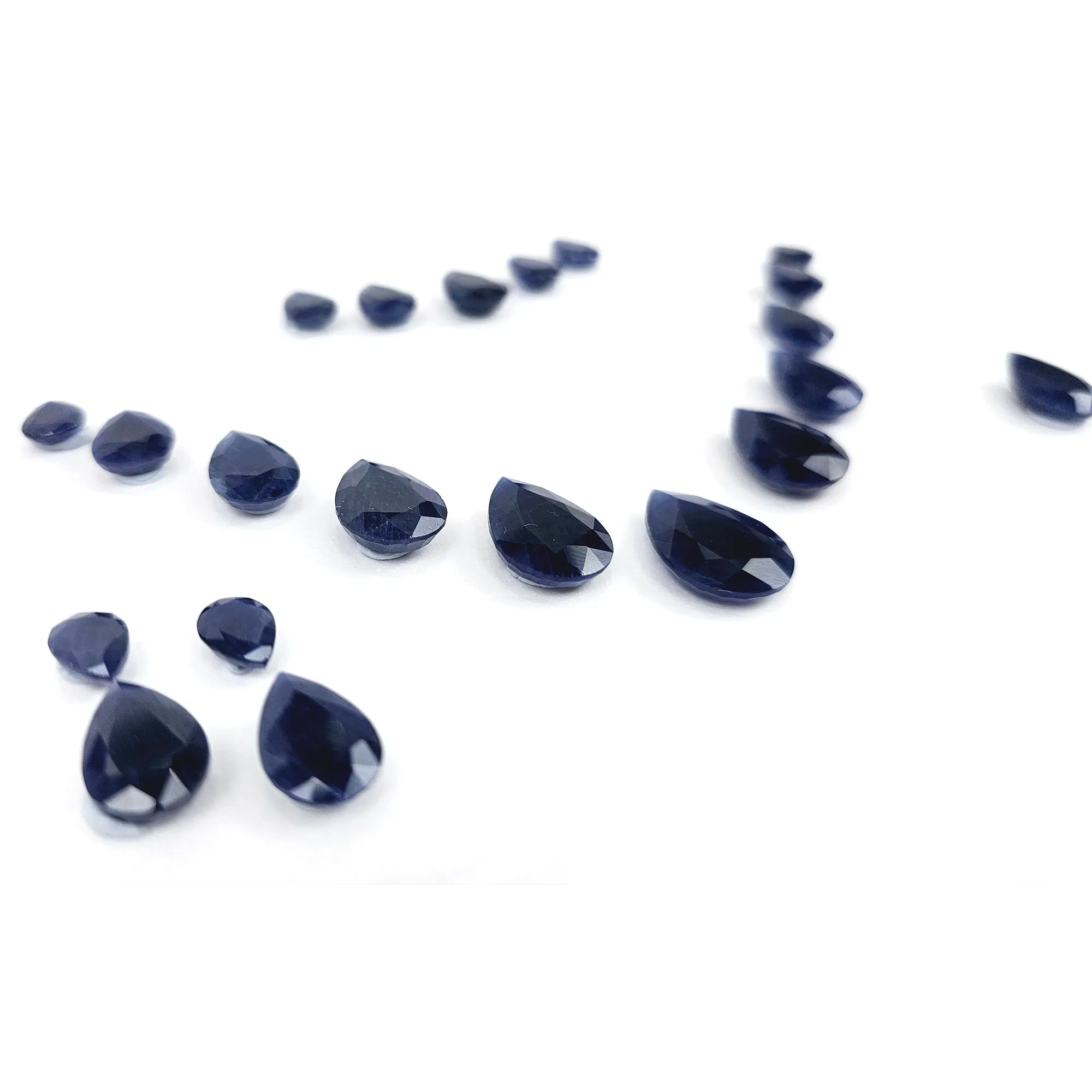 Blue Sapphire Gemstone Normal Cut : 138.87cts Natural Untreated Unheated Sapphire Pear Shape 8*10mm - 15*20mm 21pcs Sets For Jewellery