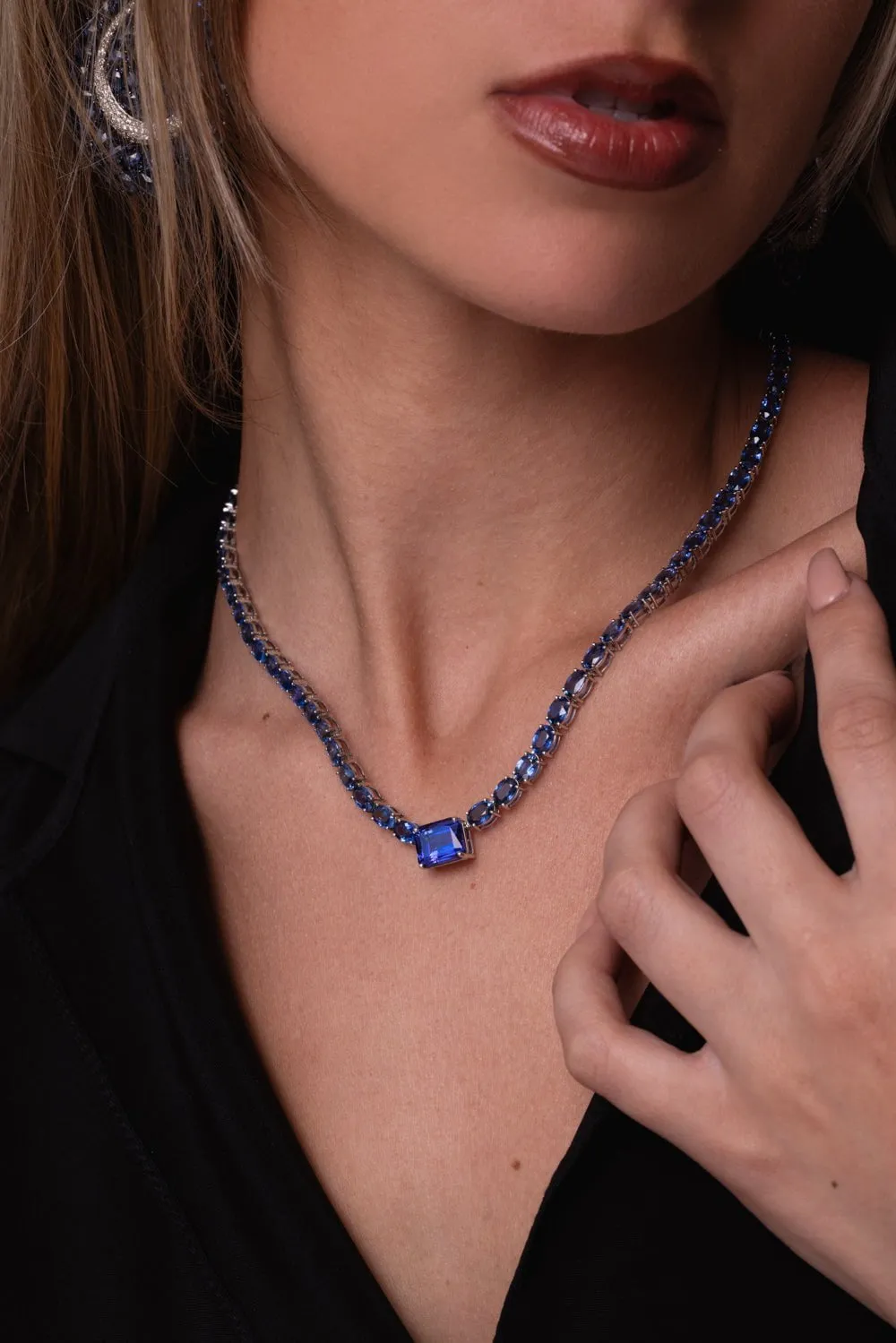 Blue Sapphire Tanzanite Necklace