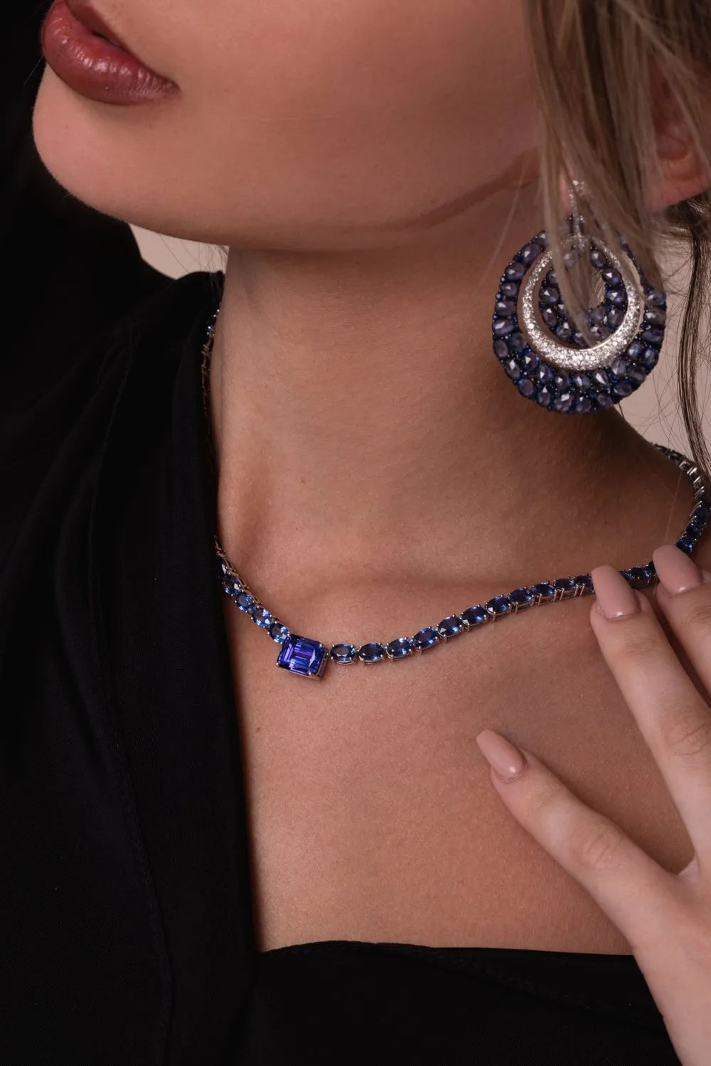 Blue Sapphire Tanzanite Necklace