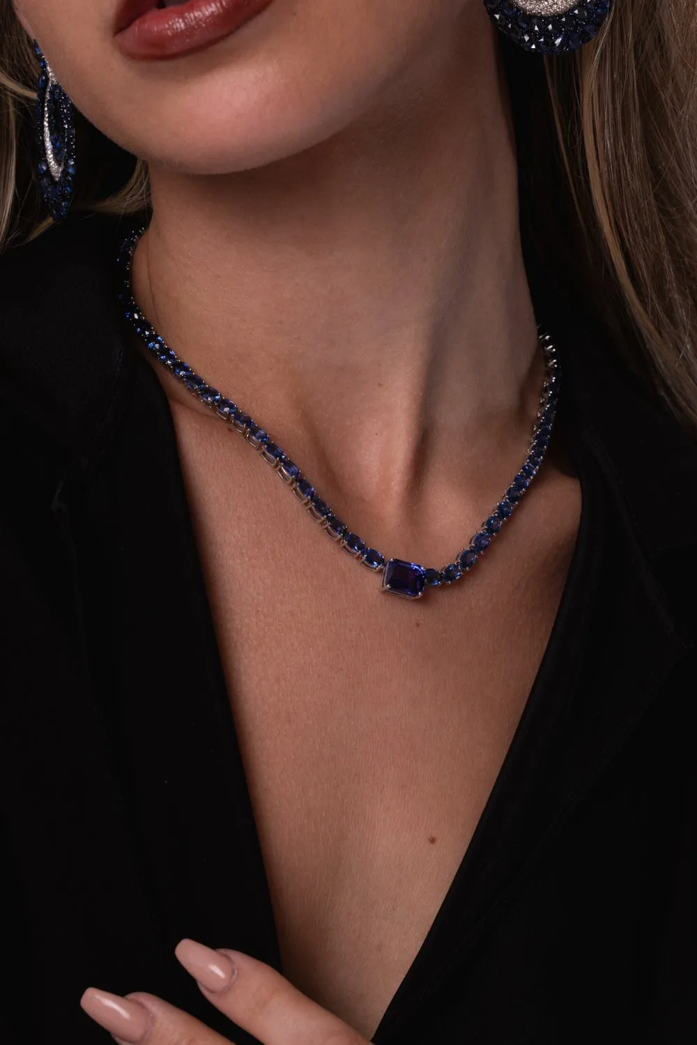 Blue Sapphire Tanzanite Necklace