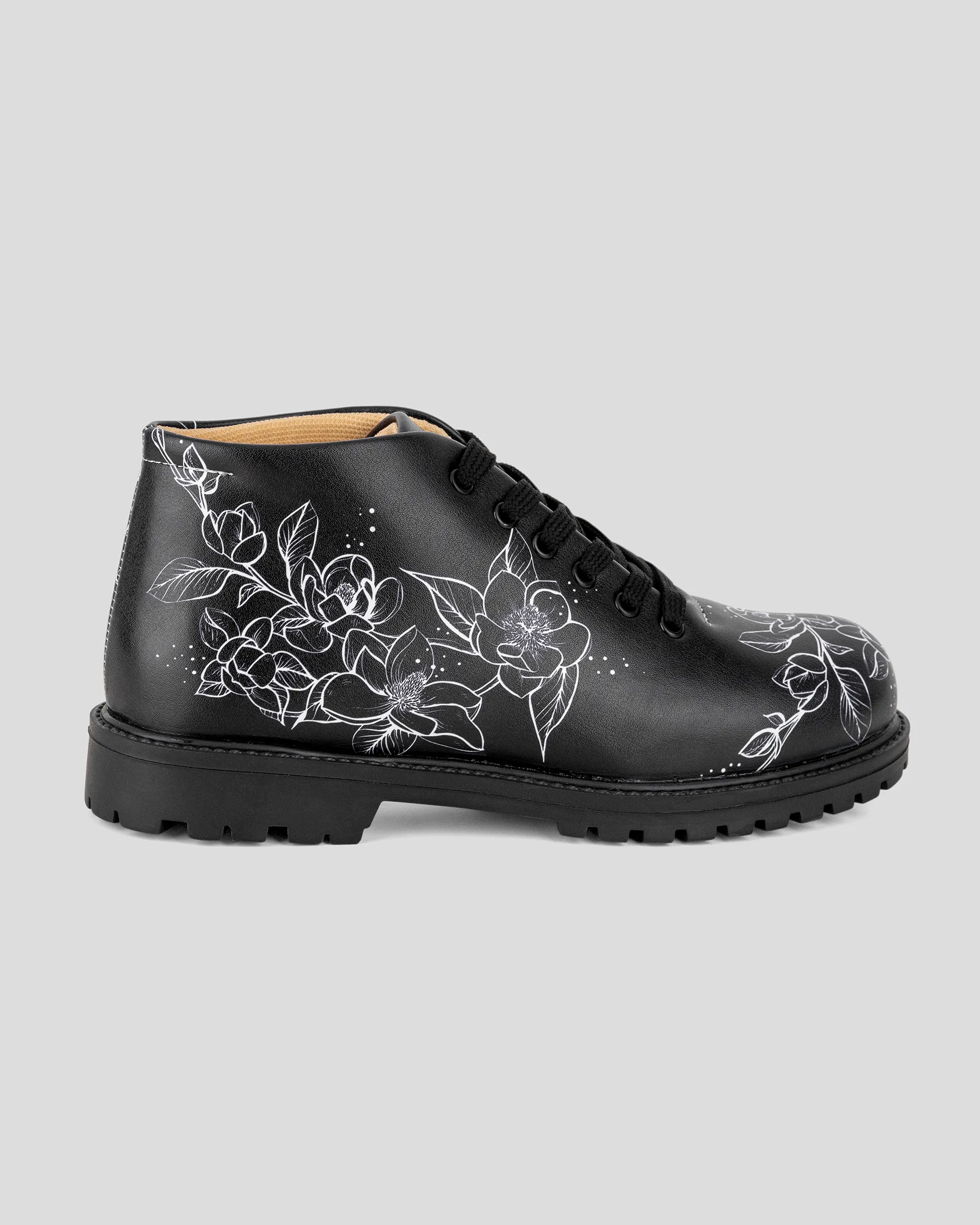 Botines Flores en Negro