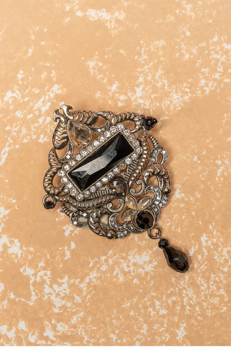 Brooch with Black Crystal