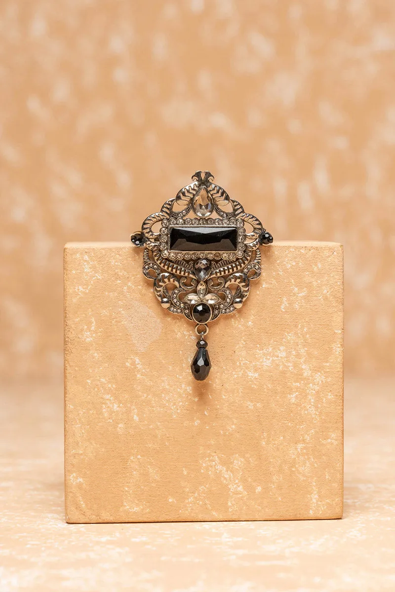 Brooch with Black Crystal