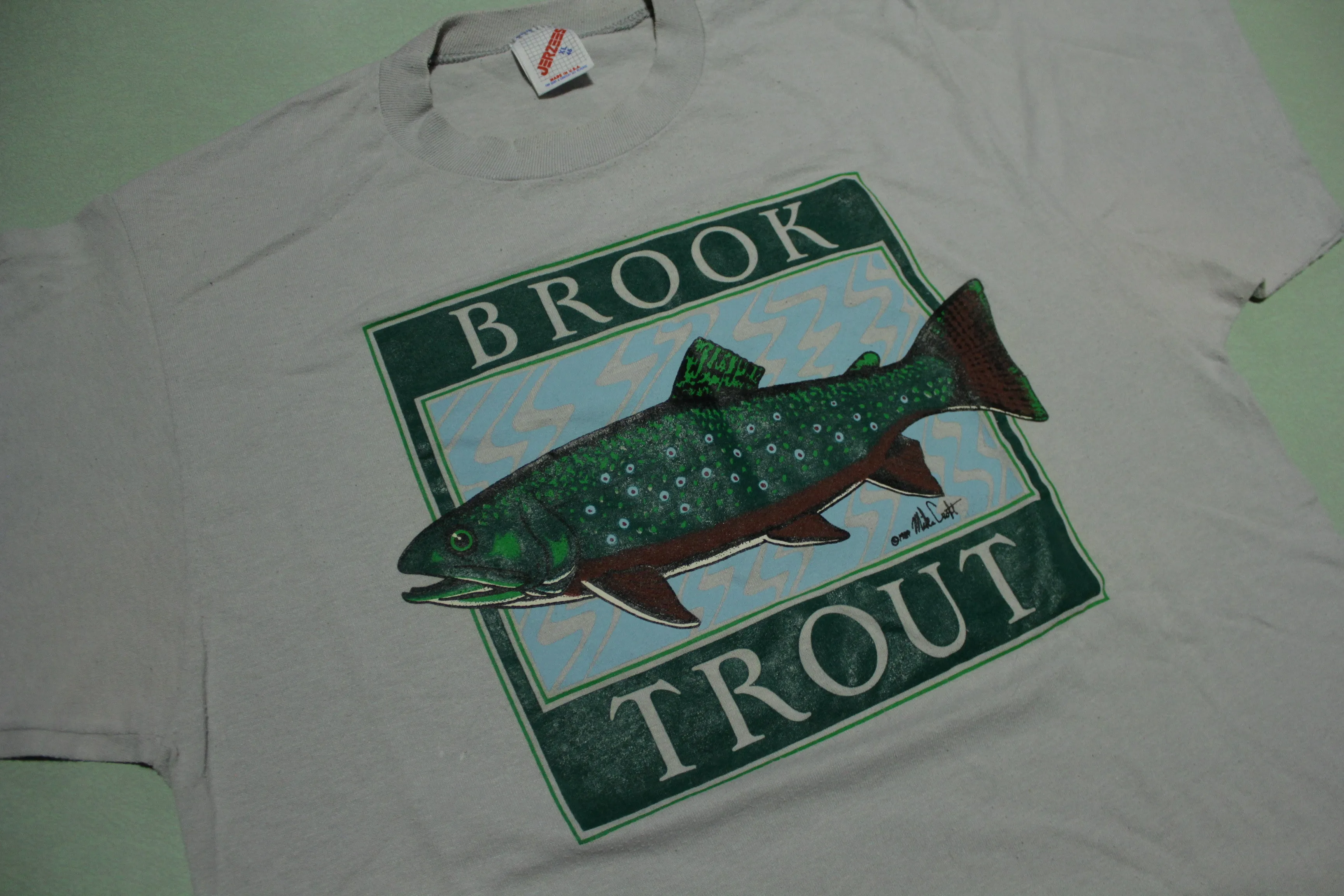 Brook Trout Vintage 1989 Jerzees 80's Single Stitch Thin Soft Graphic T-Shirt