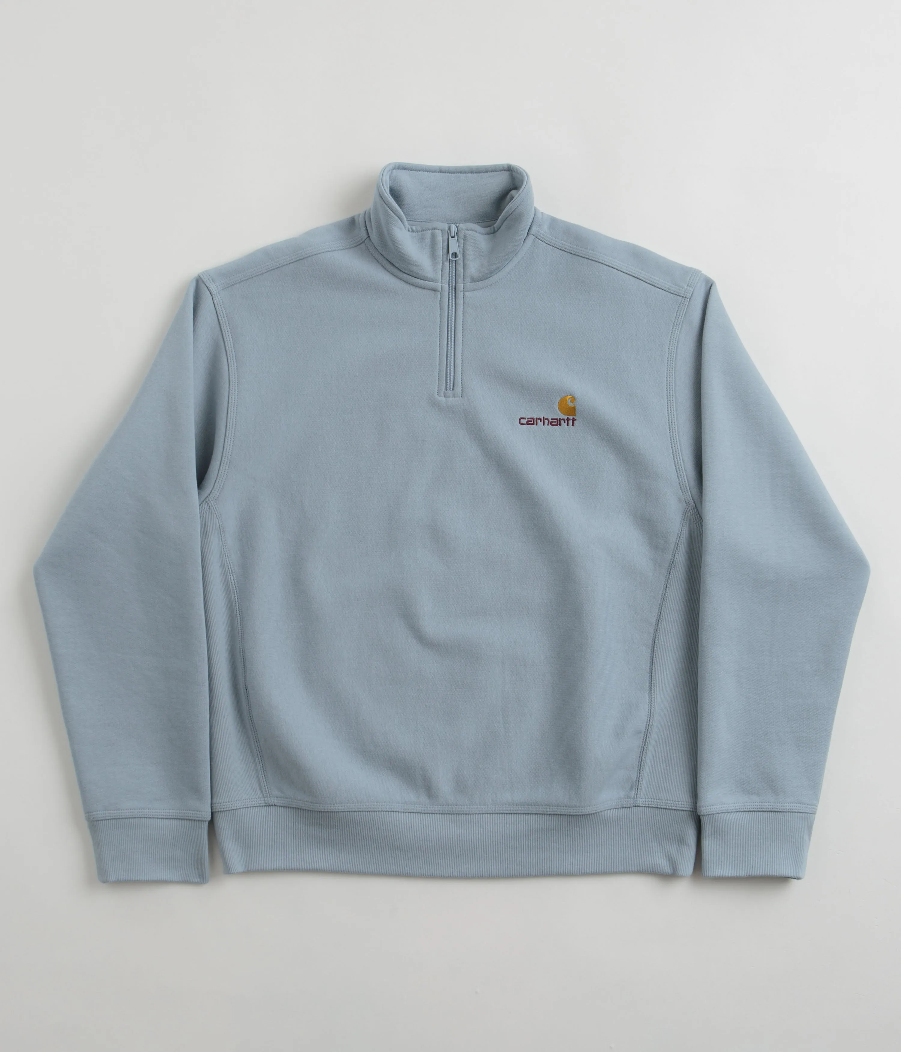 Carhartt Half Zip American Script Sweatshirt - Frosted Blue