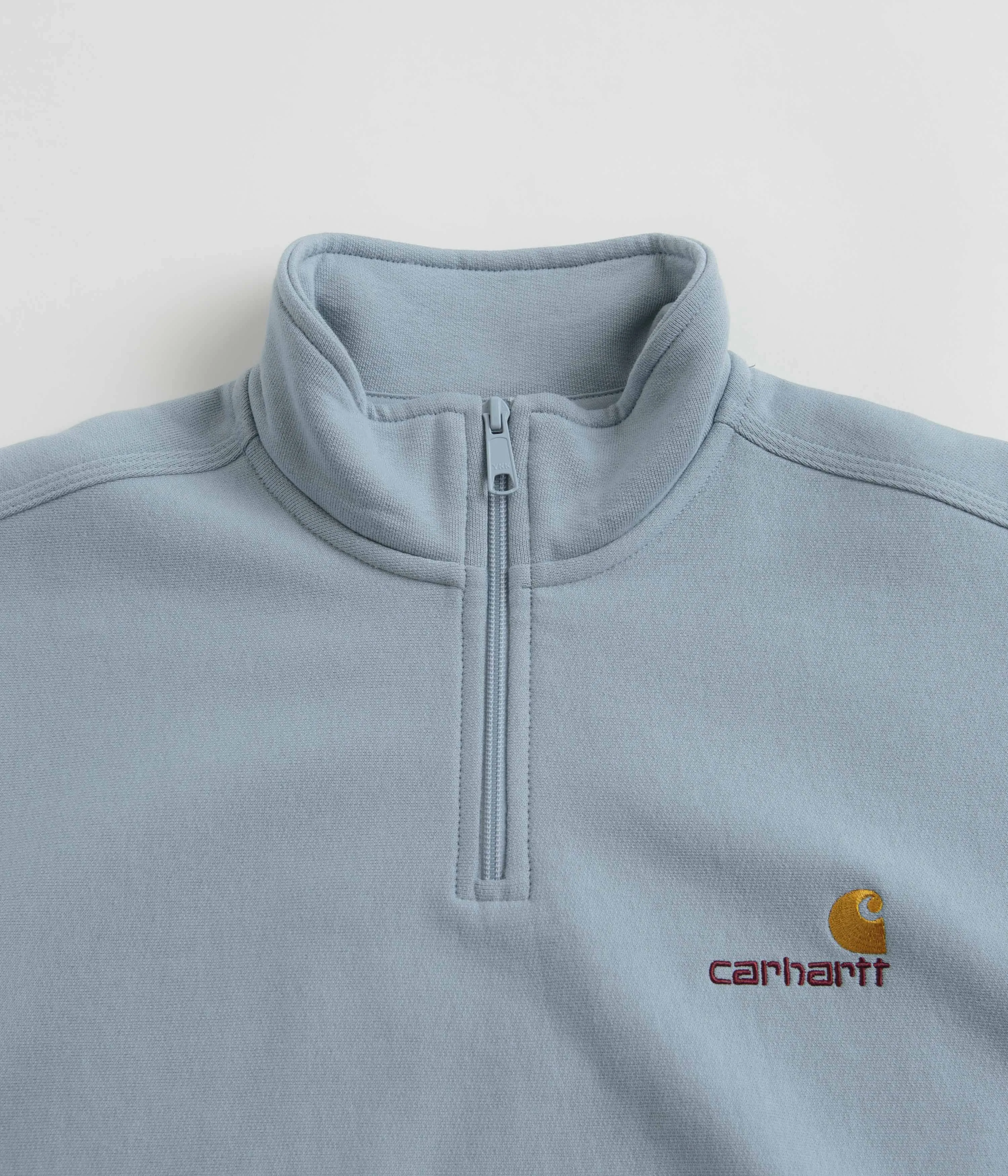 Carhartt Half Zip American Script Sweatshirt - Frosted Blue